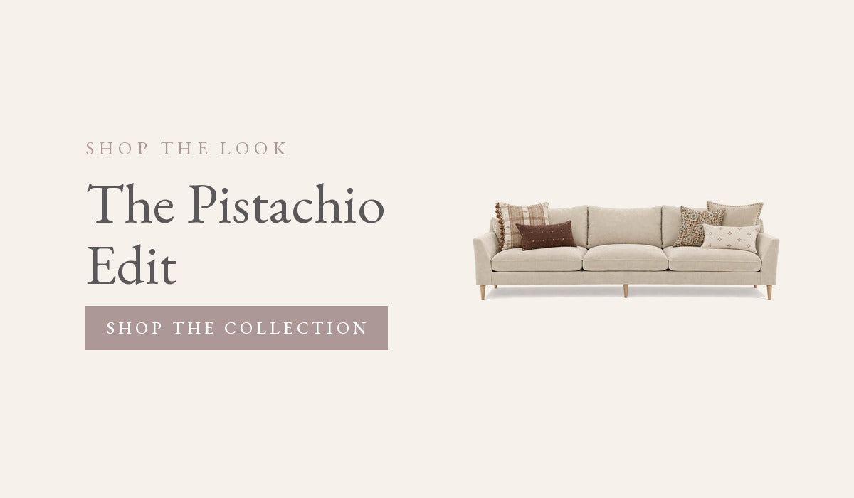 The Pistachio Edit – shop the look cushion collection on a cream sofa