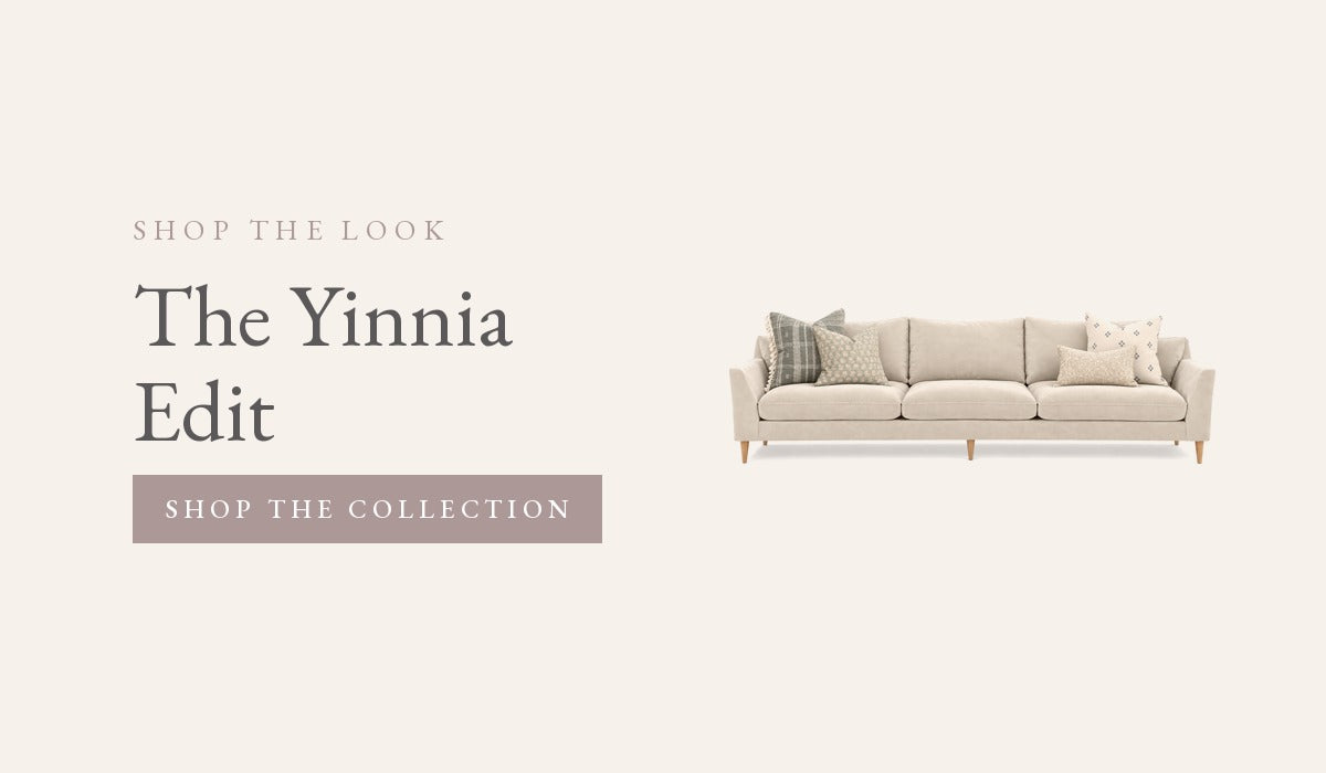 The Yinnia Edit – shop the look cushion collection on a cream sofa